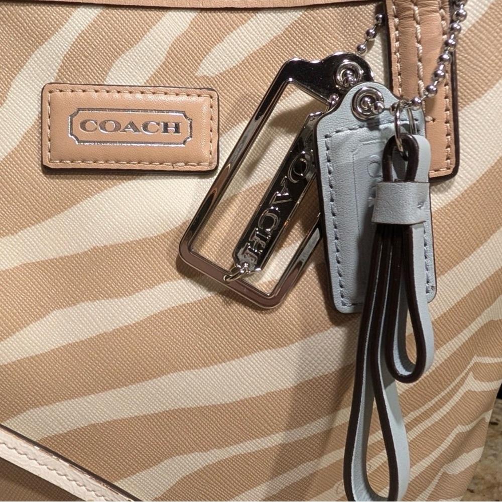 Coach New York Beige Zebra-Print Tote with Wallet & Wristlet Set - Picture 2 of 7
